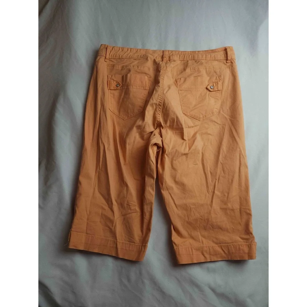 Bandolino Shorts Womens Size 12 Orange Brady Stretch Casual Bermuda Pockets - Picture 6 of 7